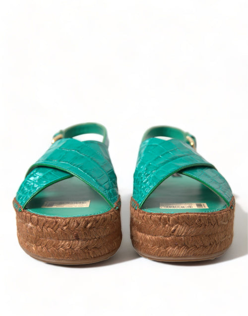 Dolce & Gabbana Elegant Green Espadrille Platform Women's Sandals