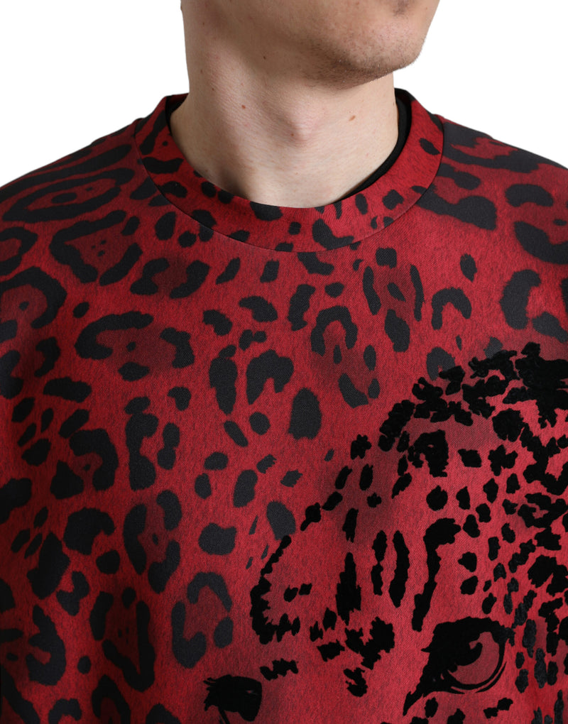 Dolce & Gabbana Elegant Leopard Print Pullover Men's Sweater