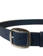 Dolce & Gabbana Elegant Blue Calf Leather Belt with Metal Men's Buckle