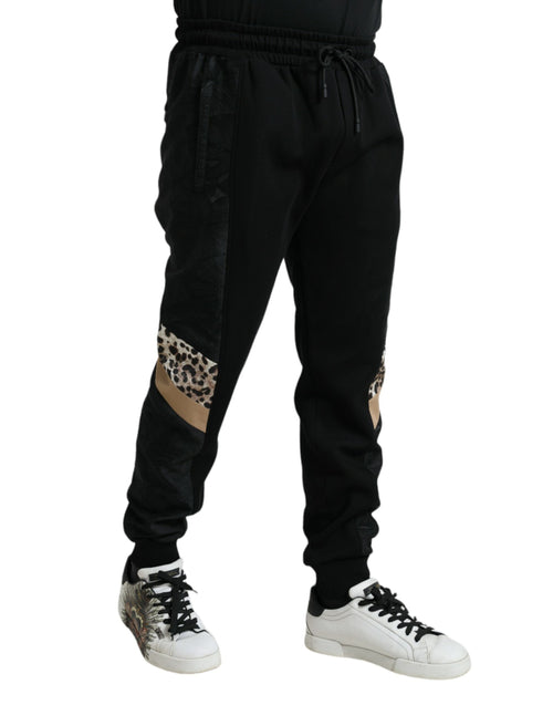 Dolce & Gabbana Elegant Black Leopard Jogger Men's Pants