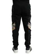 Dolce & Gabbana Elegant Black Leopard Jogger Men's Pants