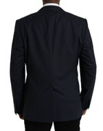 Dolce & Gabbana Dark Blue Wool Single Breasted Coat Men's Blazer