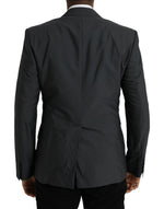 Dolce & Gabbana Gray Wool Peak Single Breasted Coat Men's Blazer