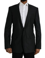 Dolce & Gabbana Black Wool Notch SingleBreasted Coat Men's Blazer