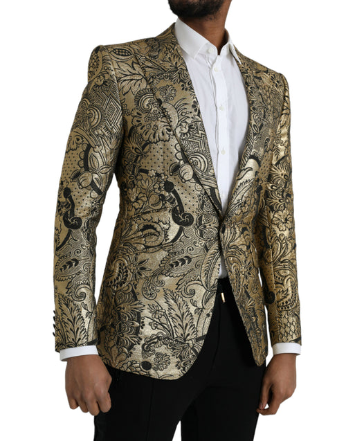 Dolce & Gabbana Gold SICILIA Jacquard Single Breasted Coat Men's Blazer