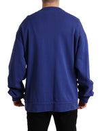 Dolce & Gabbana Royal Blue Cotton Crewneck Men's Sweater