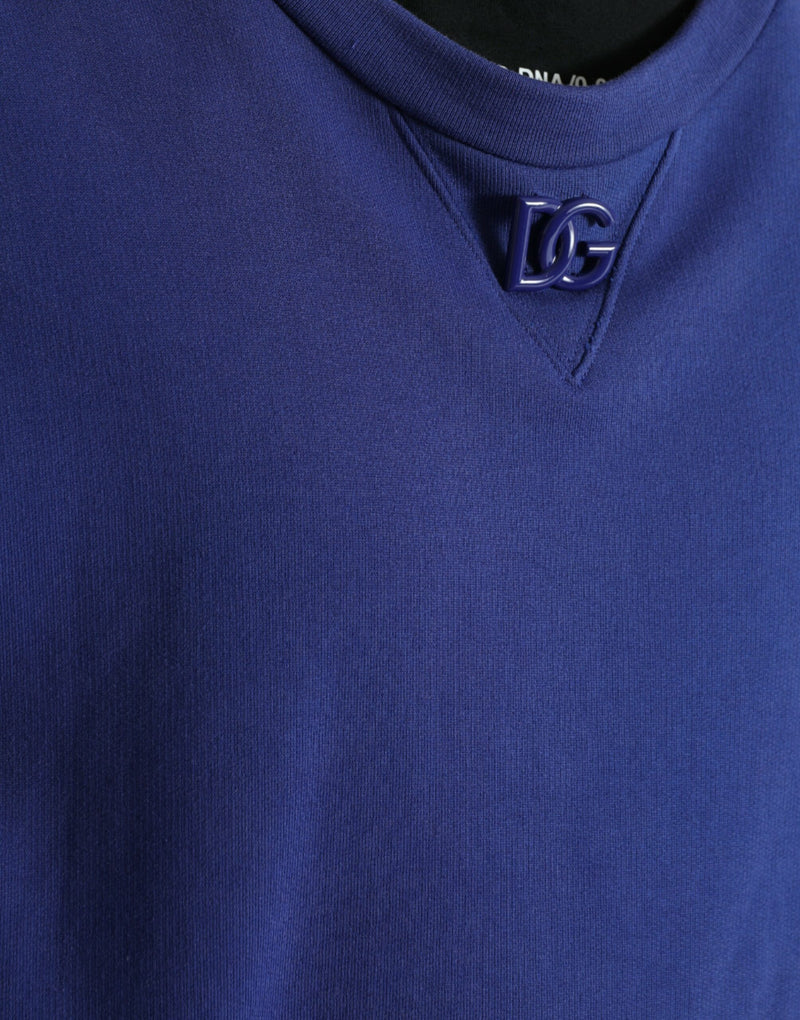 Dolce & Gabbana Royal Blue Cotton Crewneck Men's Sweater
