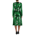 Dolce & Gabbana Green Sequin Swarovski Crystal Women's Dress
