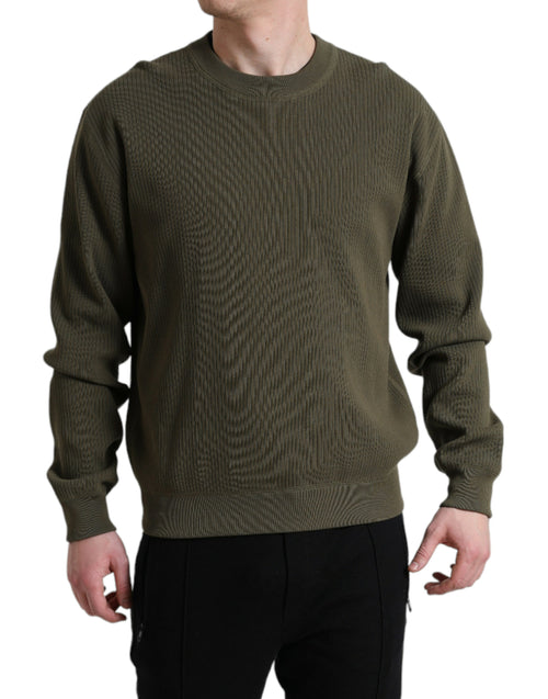 Dolce & Gabbana Green Cotton Crew Neck Men Pullover Men's Sweater