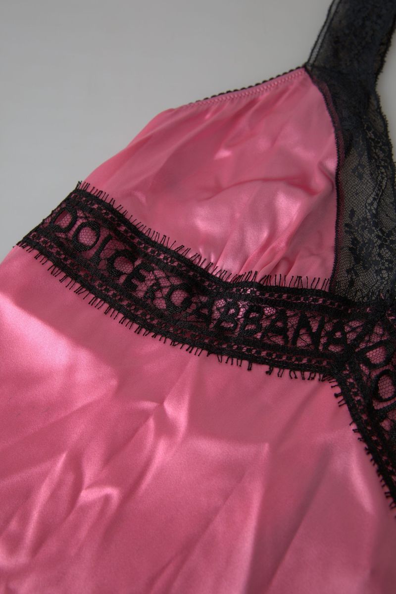 Dolce & Gabbana Pink Lace Silk Sleepwear Camisole Top Women's Underwear
