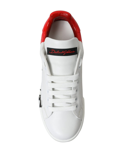 Dolce & Gabbana White Red Lace Up Womens Low Top Sneakers Shoes