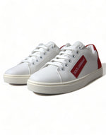 Dolce & Gabbana Chic White Leather Sneakers with Red Women's Accents
