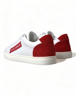 Dolce & Gabbana Chic White Leather Sneakers with Red Women's Accents