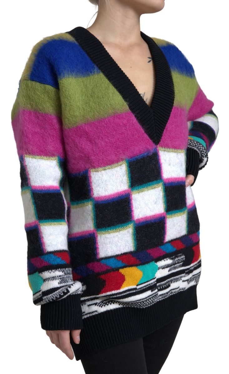 Dolce & Gabbana Multicolor Stripes V-neck Pullover Women's Sweater