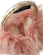 Dolce & Gabbana Elegant Pink Fur Earmuffs - Winter Chic Women's Accessory