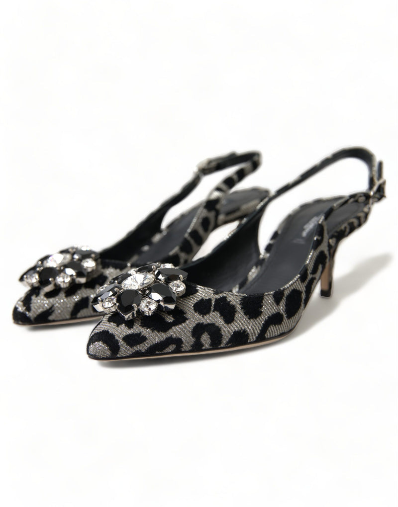 Dolce & Gabbana Crystal Leopard Slingback Heels Women's Pumps