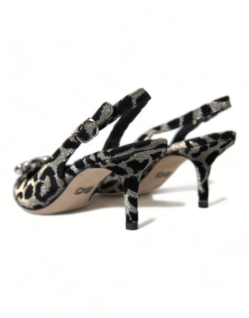 Dolce & Gabbana Crystal Leopard Slingback Heels Women's Pumps