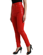 Dolce & Gabbana Elegant High-Waist Stretch Denim in Women's Red