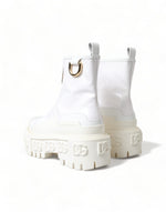 Dolce & Gabbana Elegant White Leather Ankle Women's Boots