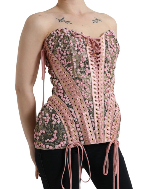 Dolce & Gabbana Silken Nylon Bustier Corset Top in Women's Pink