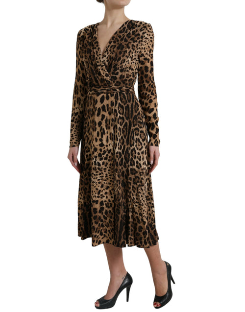Dolce & Gabbana Elegant Leopard Print Wrap-Effect Midi Women's Dress