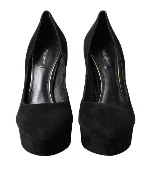Dolce & Gabbana Black Suede Heeled Pumps Women's Sophistication