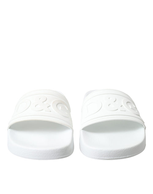 Dolce & Gabbana Elegant White Logo Women's Slides