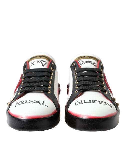 Dolce & Gabbana White Red Crystals Portofino Sneakers Women Women's Shoes