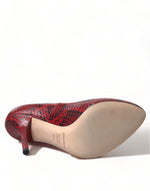 Dolce & Gabbana Red Almond Toe Snakeskin Pumps with Lace Women's Socks
