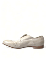 Dolce & Gabbana Elegant White Leather Brogue Dress Men's Shoes