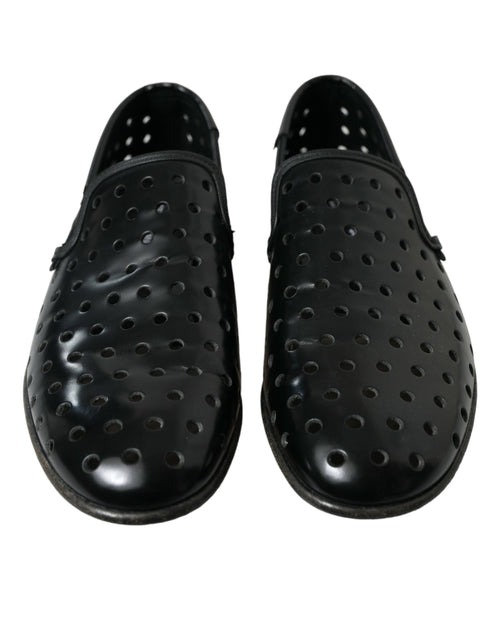 Dolce & Gabbana Elegant Black Leather Perforated Men's Loafers