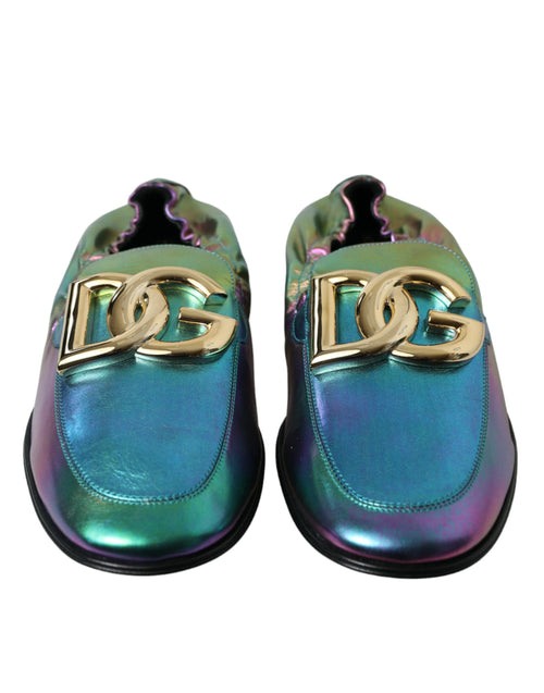 Dolce & Gabbana Multicolor Leather DG Logo Loafer Dress Men's Shoes