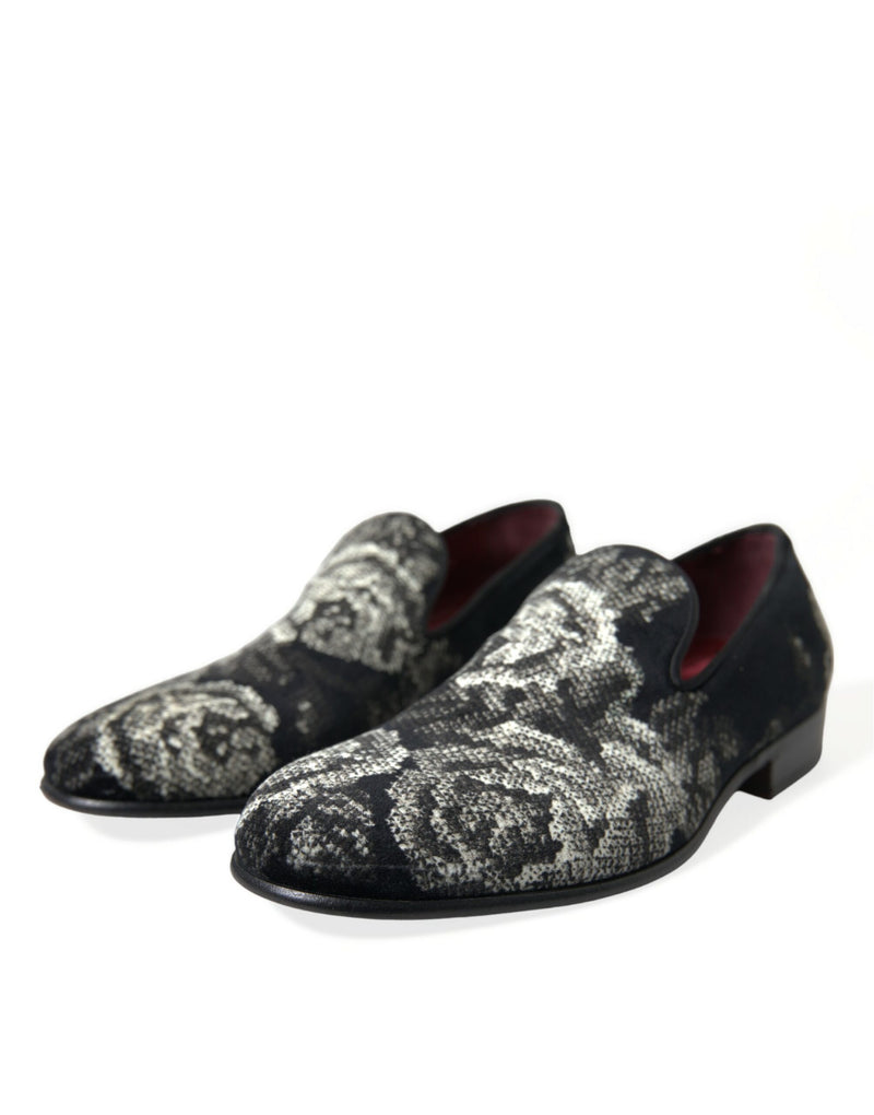 Dolce & Gabbana Elegant Floral Velvet Men's Loafers