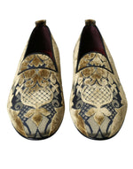 Dolce & Gabbana Opulent Gold Velvet Smoking Men's Slippers