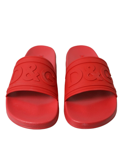 Dolce & Gabbana Red Rubber Sandals Slippers Beachwear Men's Shoes