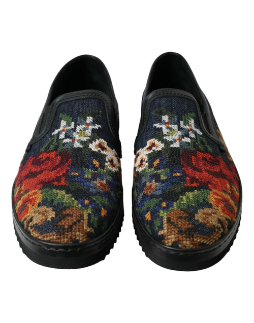 Dolce & Gabbana Multicolor Floral Slippers Men Loafers Men's Shoes
