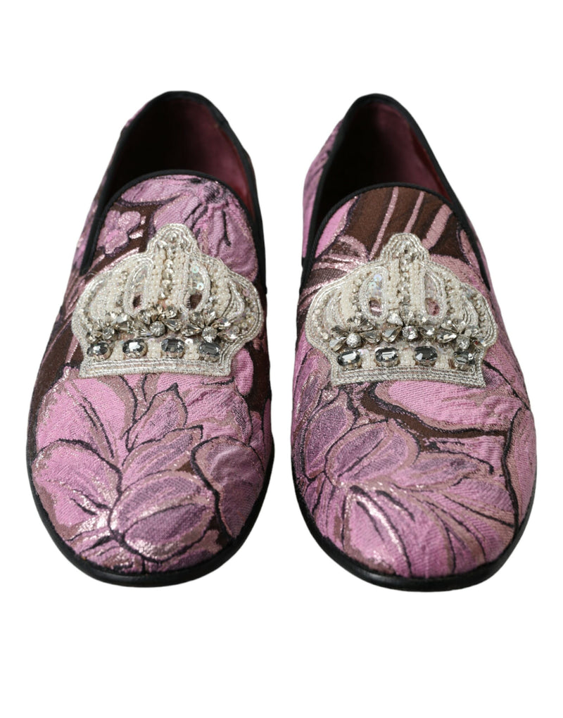 Dolce & Gabbana Elegant Pink Crystal-Embellished Men's Loafers