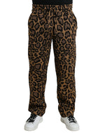 Dolce & Gabbana Brown Leopard Print Polyester Jogger Men's Pants