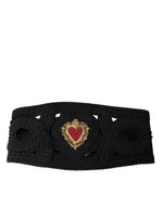 Dolce & Gabbana Black Canvas Embellished Waist Women Women's Belt