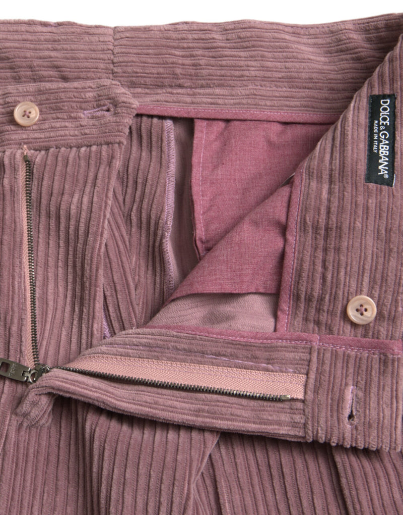 Dolce & Gabbana Purple Corduroy Cotton Stretch Skinny Men's Pants