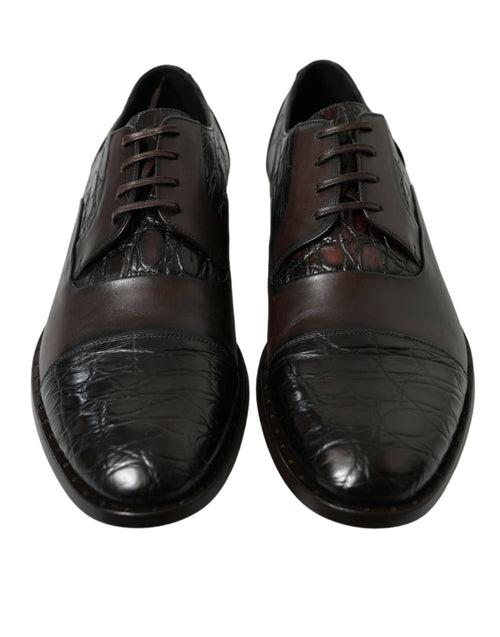 Dolce & Gabbana Brown Exotic Leather Formal Men Dress Men's Shoes
