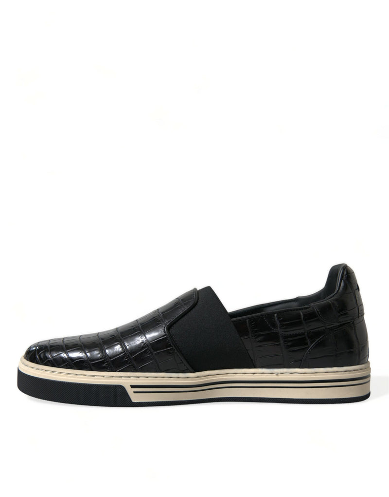 Dolce & Gabbana Elegant Crocodile Leather Low-Top Men's Sneakers