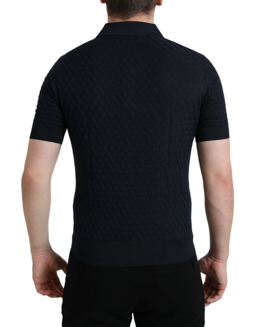 Dolce & Gabbana Dark Blue Collared Short Sleeve Polo Men's T-shirt
