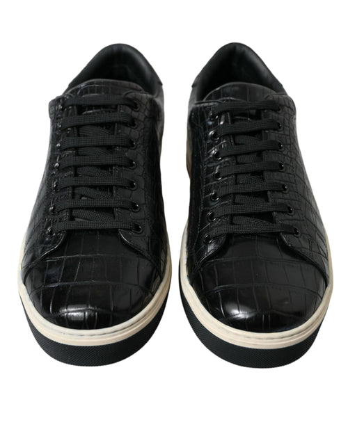 Dolce & Gabbana Black Croc Exotic Leather Men Casual Sneakers Men's Shoes