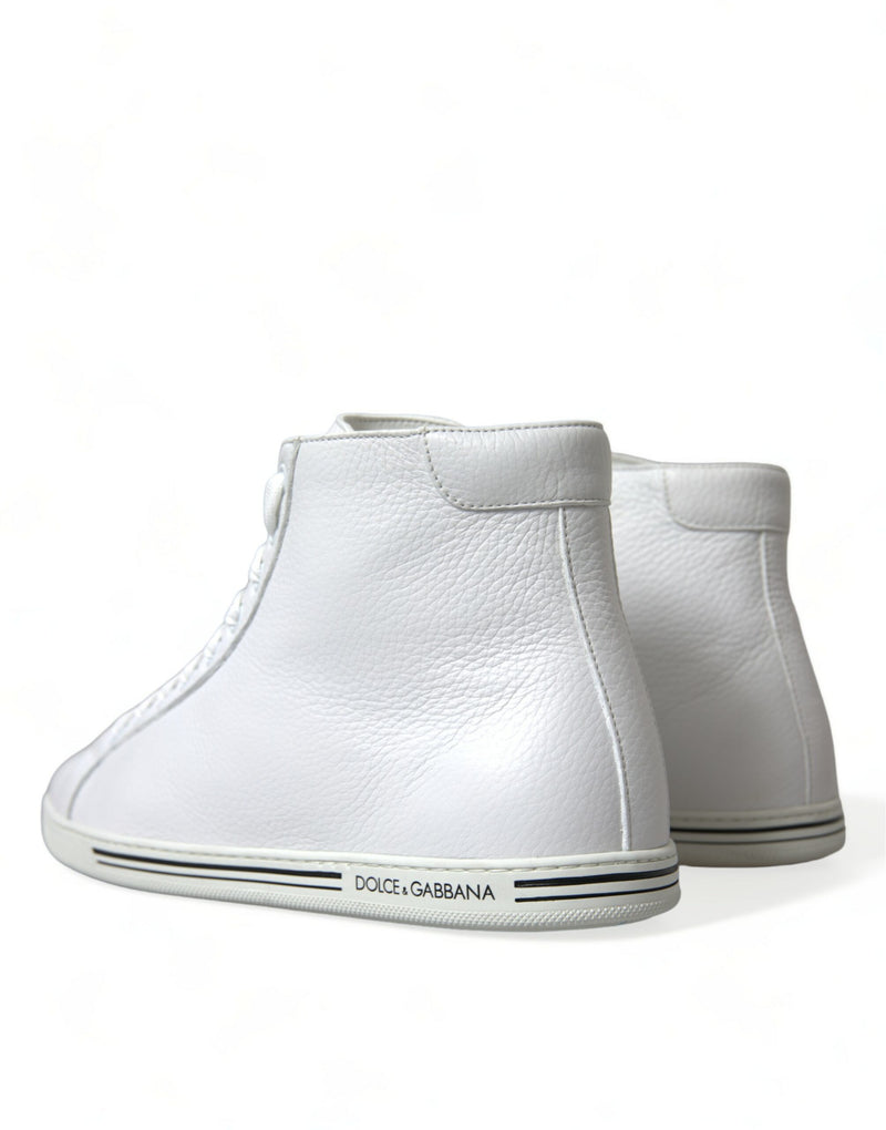 Dolce & Gabbana Elegant White Leather High Top Men's Sneakers