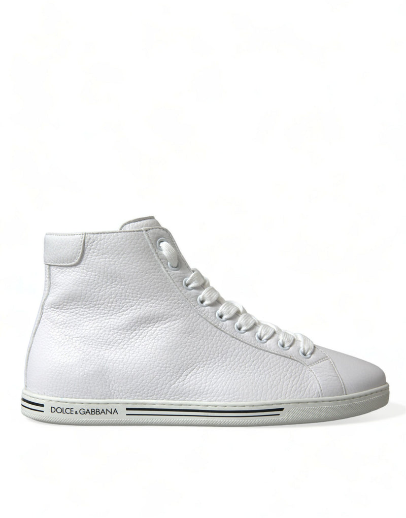 Dolce & Gabbana Elegant White Leather High Top Men's Sneakers