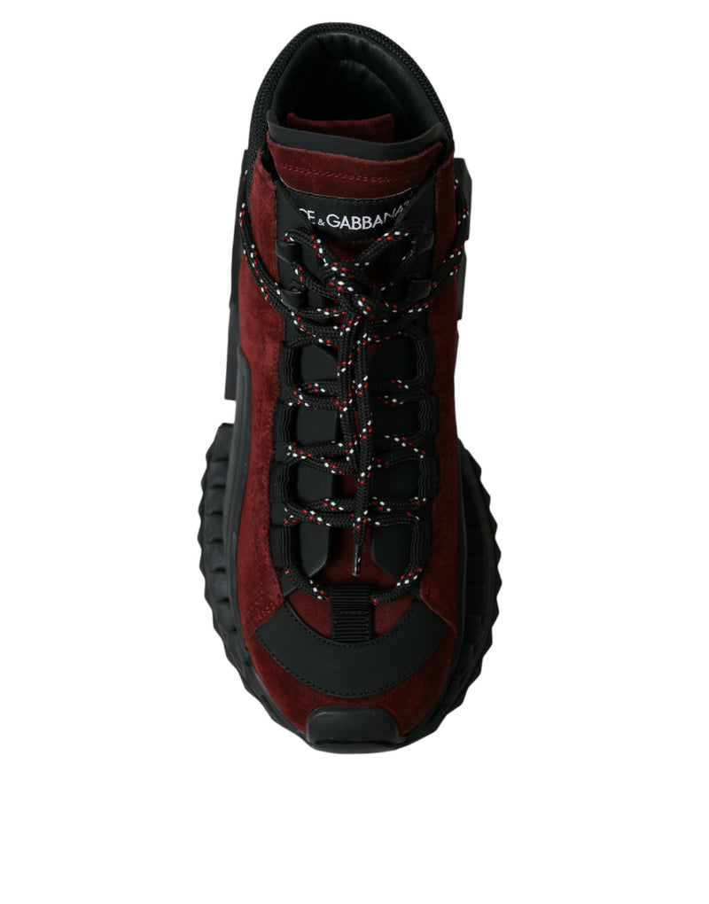Dolce & Gabbana Burgundy Leather High Top Men's Sneakers