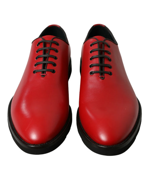 Dolce & Gabbana Red Leather Lace Up Oxford Men Dress Men's Shoes