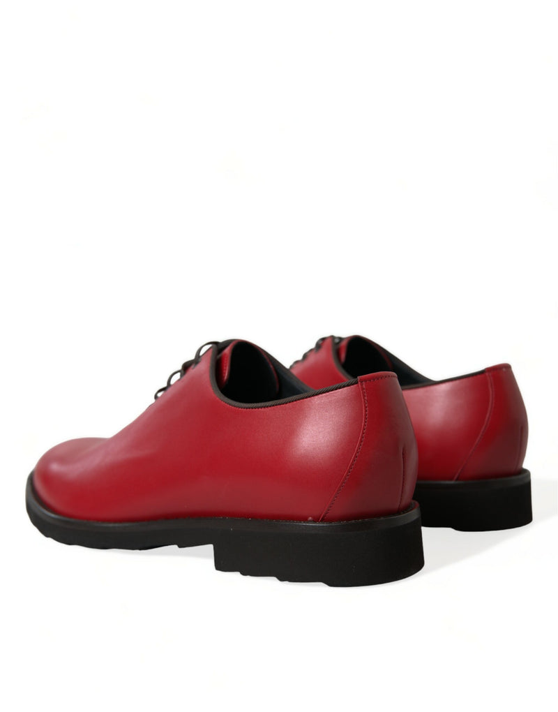 Dolce & Gabbana Elegant Red Leather Oxford Dress Men's Shoes