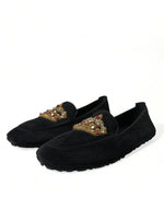Dolce & Gabbana Black Calfskin Loafers with Men's Crystals
